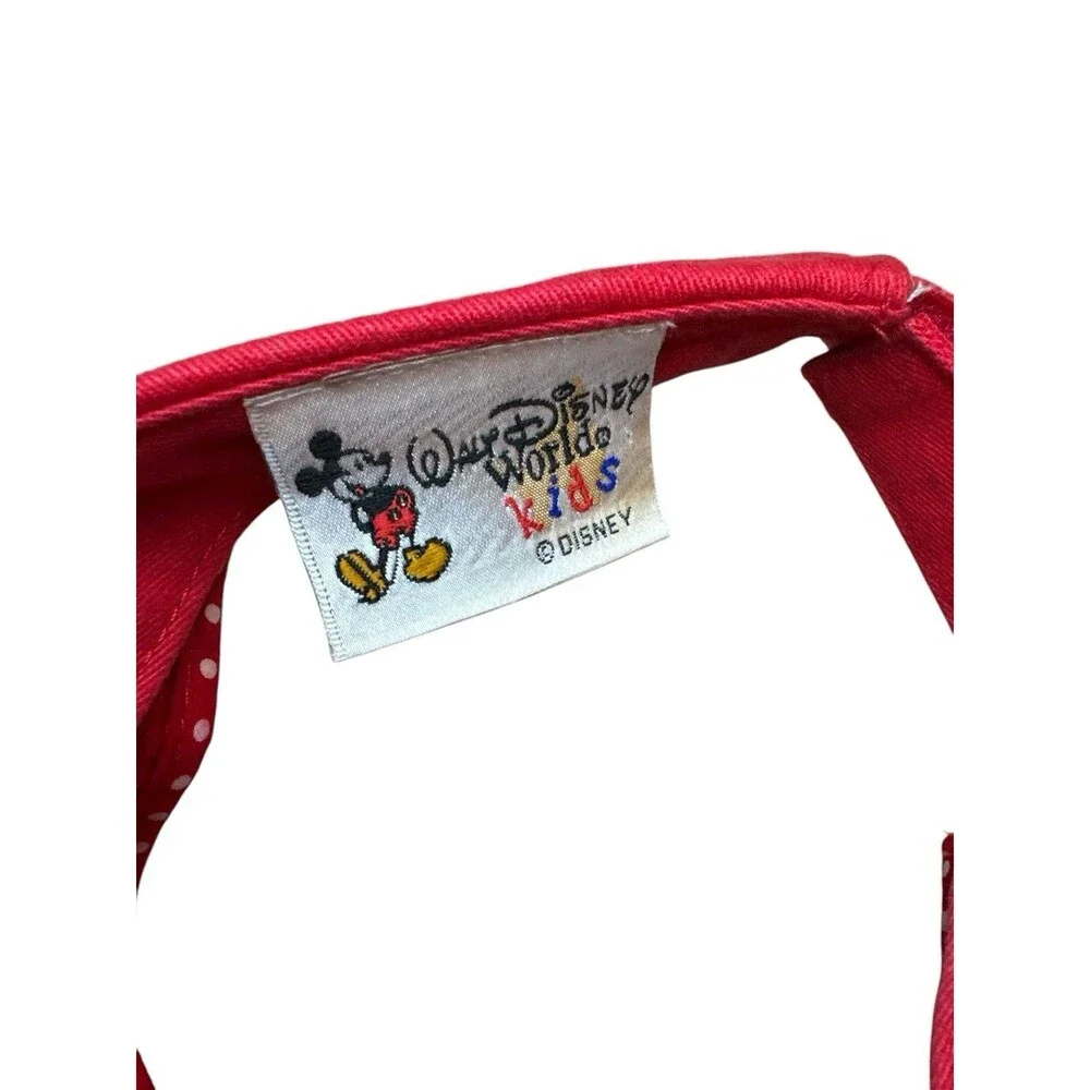 Walt Disney World Kids Minnie Mouse Red Polka‎ Dot Visor Hat Embroidered